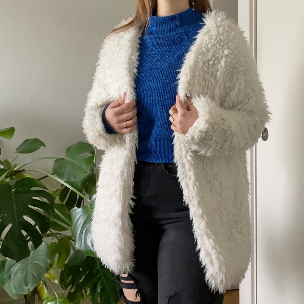 faux fur long jacket